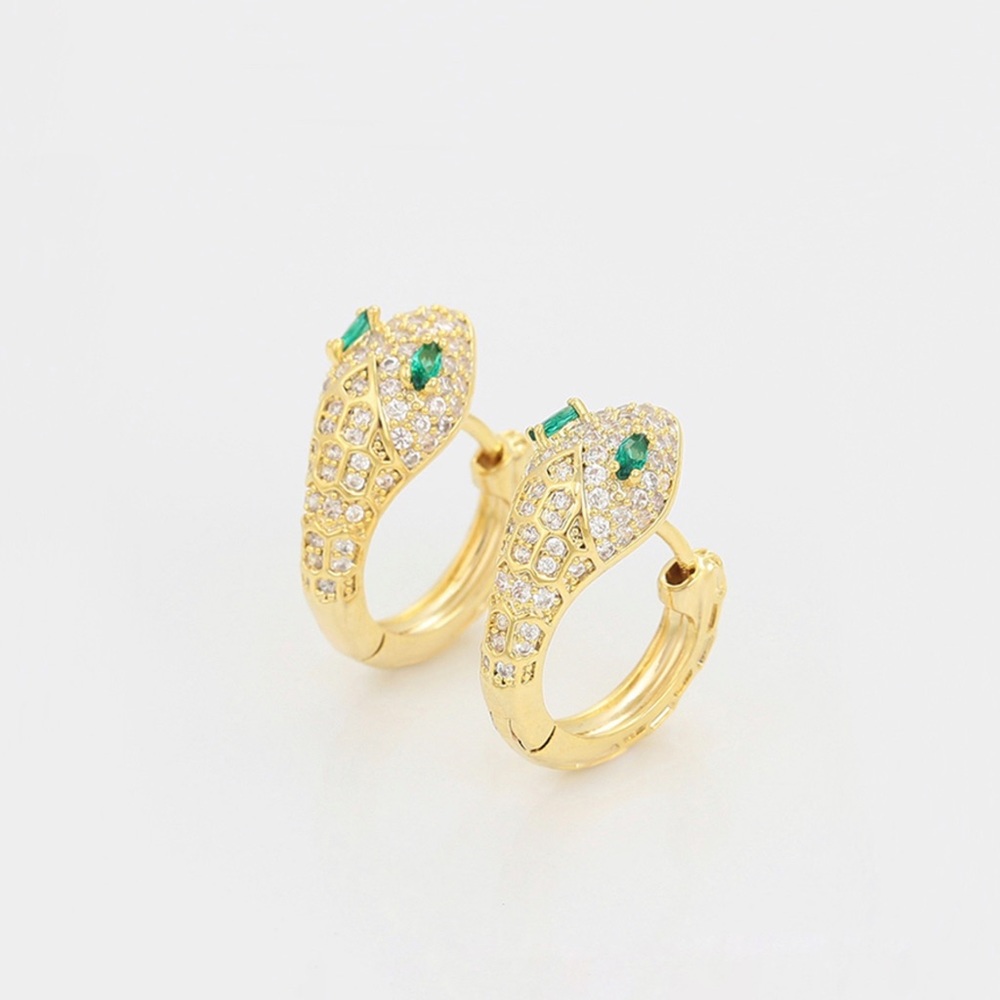 Last 1🔥14k Gold Plated Hoop Earrings with White CZ Zircon Tarnish Free Jewelry - Picture 5 of 10